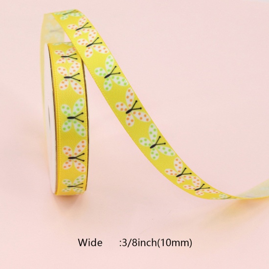 Picture of 1 Roll (Approx 10 Yards/Roll) Polyester Easter Day Ribbon DIY Wedding Party Gift Wrapping Sewing Craft Decoration Multicolor 1cm