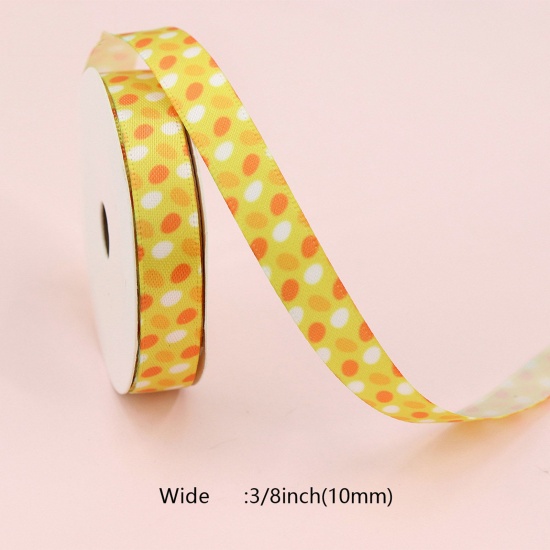 Picture of 1 Roll (Approx 5 Yards/Roll) Polyester Easter Day Ribbon DIY Wedding Party Gift Wrapping Sewing Craft Decoration Multicolor 1cm