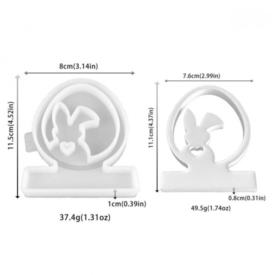 Picture of 1 Piece Silicone Easter Day Resin Mold For Candle Soap DIY Making Rabbit Animal White 11.5cm x 8cm