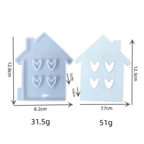 Immagine di 1 Piece Silicone Easter Day Resin Mold For Candle Soap DIY Making House Heart White 12.8cm x 8.2cm
