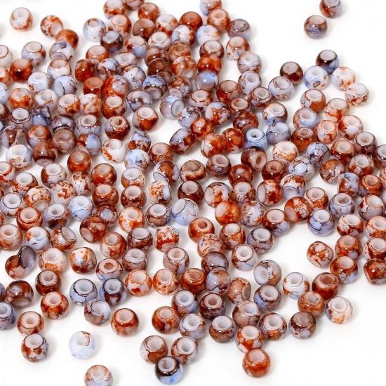 Picture of 6/0 10 Grams ( 120 PCs/Packet) Retro Glass Seed Beads Round Red & Blue 4mm x 3.5mm