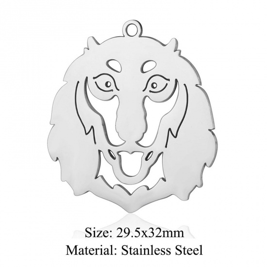 Bild von 5 PCs 304 Stainless Steel Charms Silver Tone Dog Animal Hollow 29.5mm x 32mm