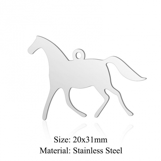 Bild von 5 PCs 304 Stainless Steel Charms Silver Tone Zebra Hollow 20mm x 31mm