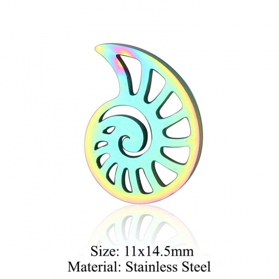 Immagine di 5 PCs 304 Stainless Steel Charms Rainbow Color Plated Spiral Hollow 11mm x 14.5mm