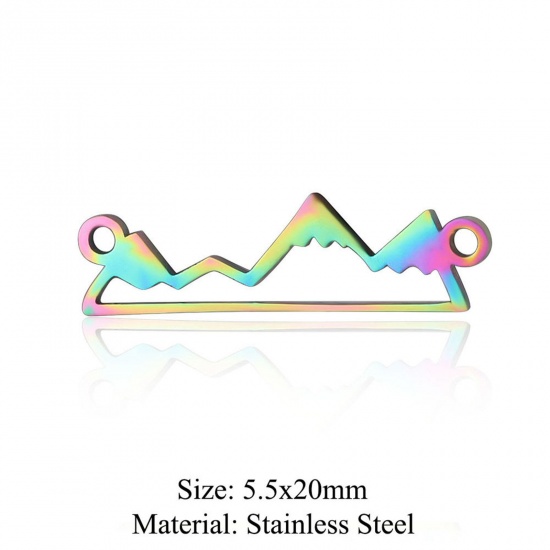 Immagine di 5 PCs 304 Stainless Steel Charms Rainbow Color Plated Mountain Hollow 5.5mm x 20mm