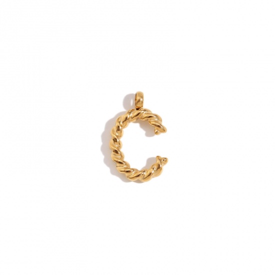 Immagine di 1 Piece 304 Stainless Steel Charms 18K Gold Color Message " C " Twisted 11.7mm x 15.2mm