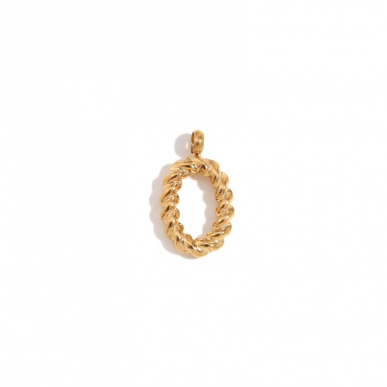 Immagine di 1 Piece 304 Stainless Steel Charms 18K Gold Color Message " O " Twisted 11.7mm x 15.2mm