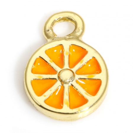 Picture of Brass Charms 18K Real Gold Plated Fruit Animal Enamel