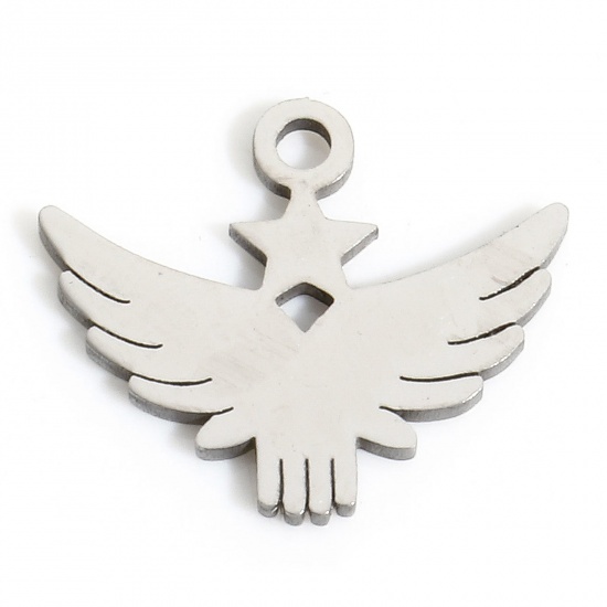 Immagine di 5 PCs Eco-friendly 304 Stainless Steel Cute Charms Silver Tone Eagle Animal 14.5mm x 12mm