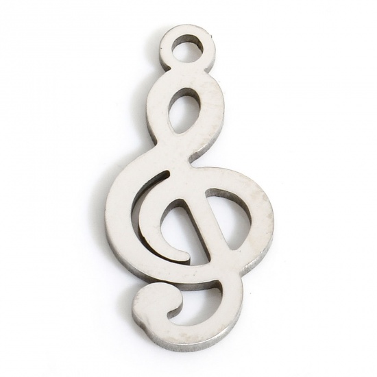 Immagine di 5 PCs Eco-friendly 304 Stainless Steel Simple Charms Silver Tone Musical Note Hollow 17mm x 8mm