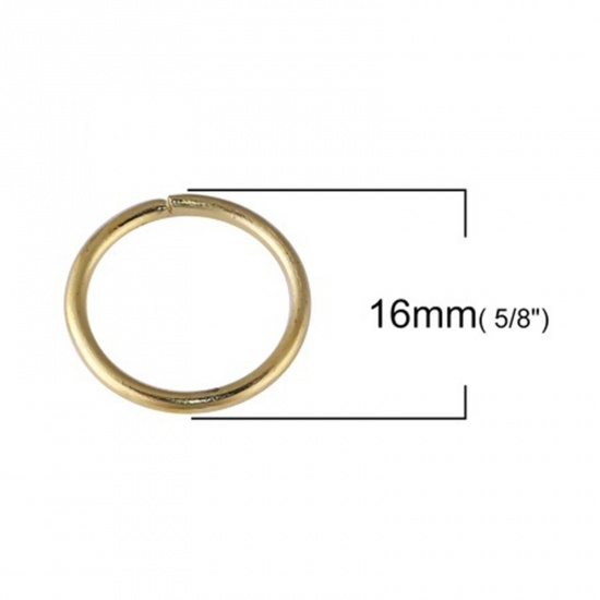 Immagine di 1 kg 1.5mm Iron Based Alloy Open Jump Rings Findings Round Gold Plated 16mm Dia