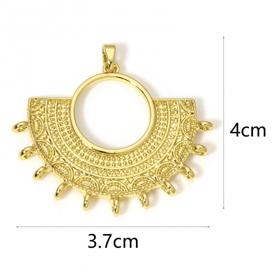 Picture of 1 Piece Brass Chandelier Connectors Half Round Fan 18K Real Gold Plated 4cm x 3.7cm