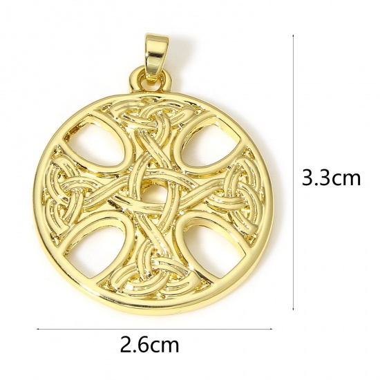 Bild von 1 Stück Messing Religiös Anhänger 18K Echtgold plattiert Kreuz Keltisch Knoten 3,3cm x 2,6cm