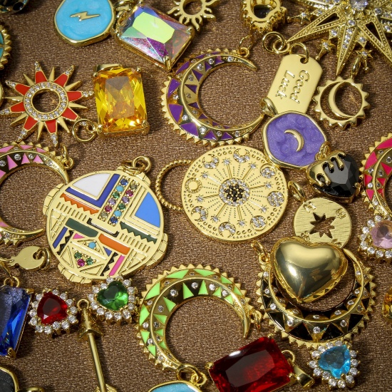 Bild von 1 Stück Messing Religiös Anhänger 18K Echtgold plattiert Kreuz Keltisch Knoten 3,3cm x 2,6cm