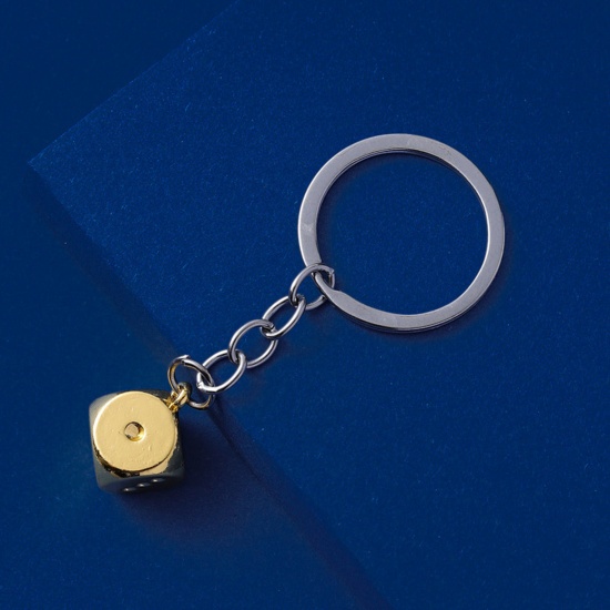Изображение 1 Piece Retro Keychain & Keyring Gold Plated Dice 8cm