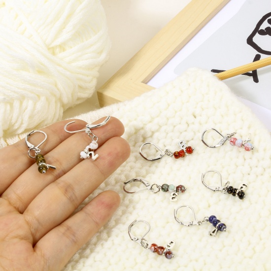 Picture of 1 Set ( 10 PCs/Set) Zinc Based Alloy & Iron Based Alloy Knitting Stitch Markers Number Silver Tone Multicolor 3.3cm