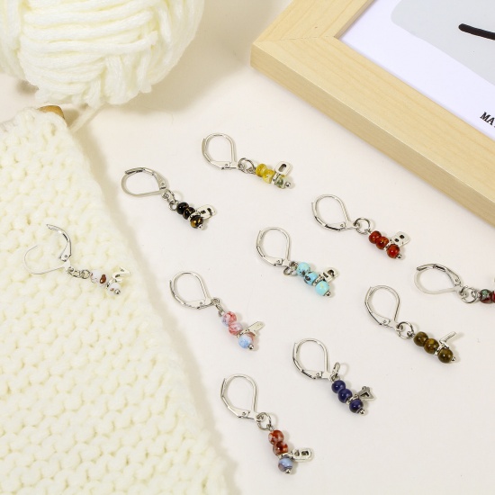 Picture of 1 Set ( 10 PCs/Set) Zinc Based Alloy & Iron Based Alloy Knitting Stitch Markers Number Silver Tone Multicolor 3.3cm