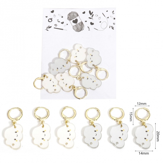 Immagine di 1 Serie （ 6 PCs/Set) Lega di Zinco & Plastica Marcatori di Punto a maglia Nuvole Oro Placcato Multicolore 3.5cm