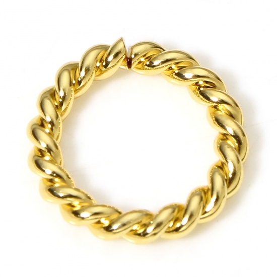 Picture of 5 PCs Brass Open Jump Rings Findings Braided Round 18K Real Gold Plated 12mm Dia.