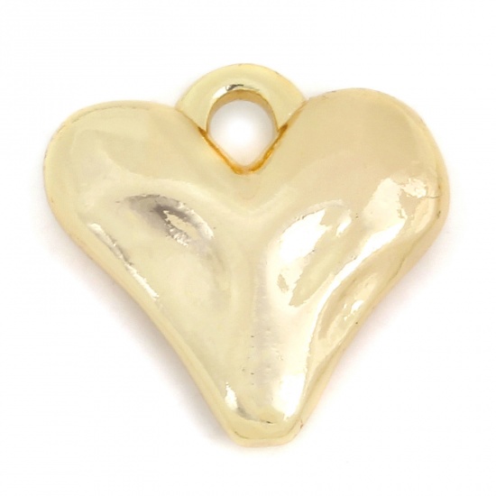 Picture of 1 Piece Eco-friendly Brass Valentine's Day Charms 18K Real Gold Plated Heart 25mm x 24.5mm