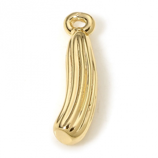 Picture of 5 PCs Brass Charms 18K Real Gold Plated Cucumber 3D 12mm x 3mm