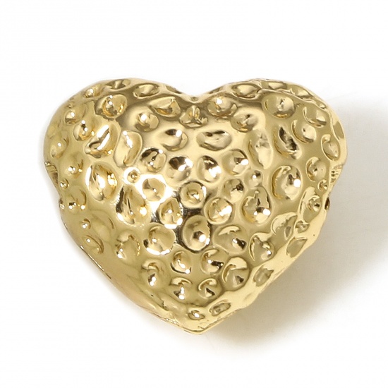 Picture of 1 Piece Eco-friendly Brass Valentine's Day Charms 18K Real Gold Plated Heart 11mm x 10mm