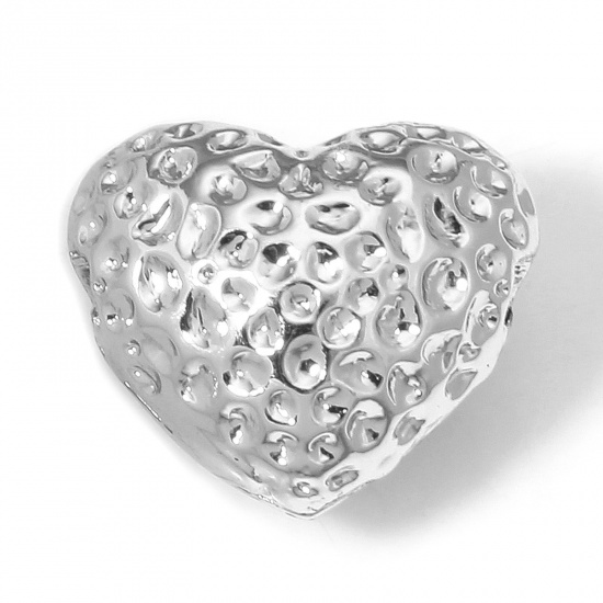 Picture of 1 Piece Eco-friendly Brass Valentine's Day Charms Real Platinum Plated Heart 11mm x 10mm