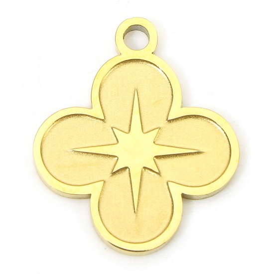 Immagine di 1 Pz Placcatura Sottovuoto Ecologica 304 Acciaio Inossidabile Galassia Charms Fiore Oro Placcato Stella a Otto Punte 17.5mm x 15mm