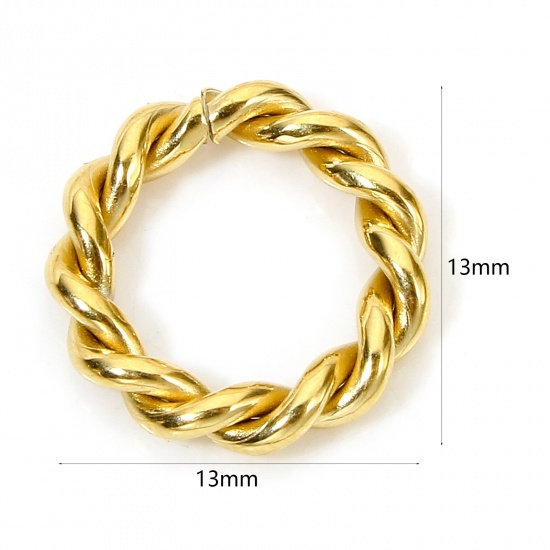 Imagen de 1 Unidad Enchapado al Vacío 304 Acero Inoxidable Geométrico Conectores Dijes Colgantes Trenzado Chapado en Oro Anillo 13mm x 13mm