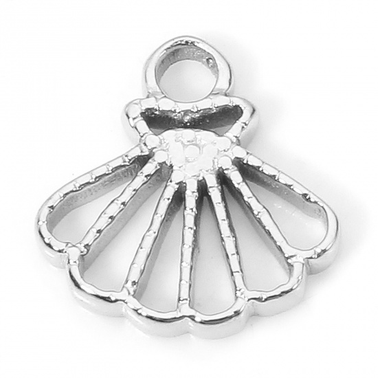 Imagen de 1 Piece Eco-friendly 304 Stainless Steel Stylish Charms Silver Tone Skirt Hollow 10.5mm x 10mm