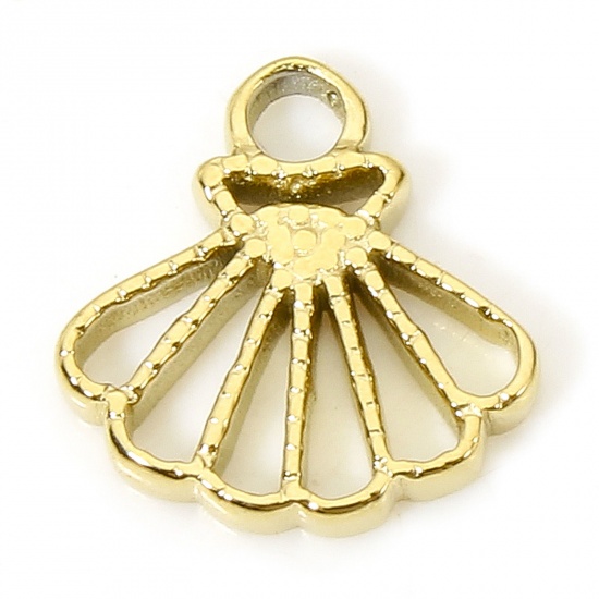Imagen de 1 Piece Vacuum Plating 304 Stainless Steel Stylish Charms Gold Plated Skirt Hollow 10.5mm x 10mm
