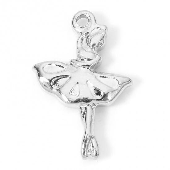 Imagen de 1 Piece Eco-friendly 304 Stainless Steel Stylish Charms Silver Tone Ballerina 19mm x 12.5mm