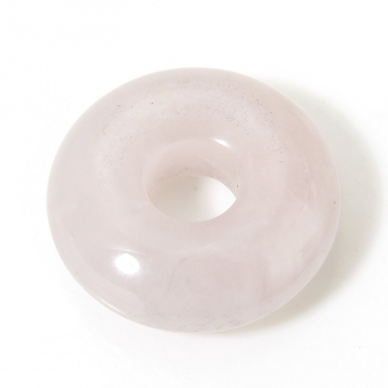 Picture of 1 Piece Rose Quartz ( Natural ) Charms Light Pink Circle Ring 20mm Dia.
