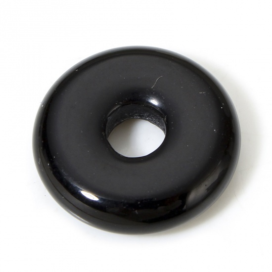 Picture of 1 Piece Obsidian ( Natural ) Charms Black Circle Ring 20mm Dia.