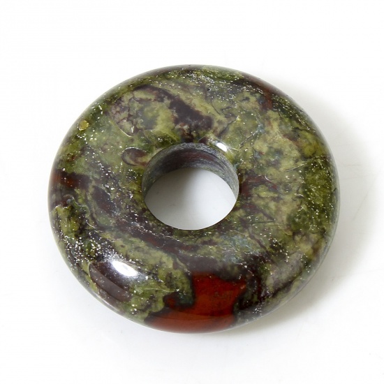 Picture of 1 Piece Andesite ( Natural ) Charms Dark Green Circle Ring 20mm Dia.