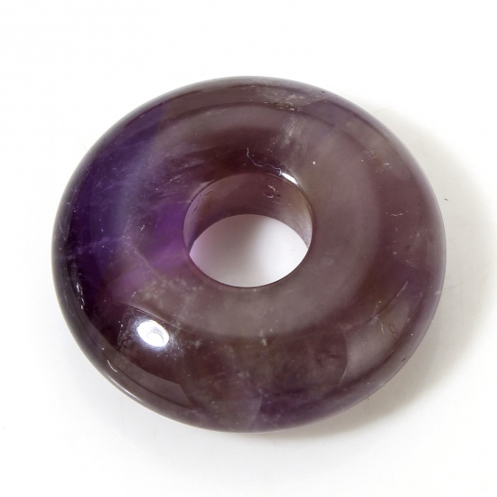 Picture of 1 Piece Amethyst ( Natural ) Charms Purple Circle Ring 20mm Dia.