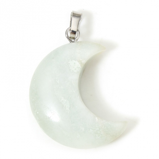 Picture of 1 Piece Amazonite ( Natural ) Galaxy Charms Light Blue Half Moon 3.5cm x 2.3cm