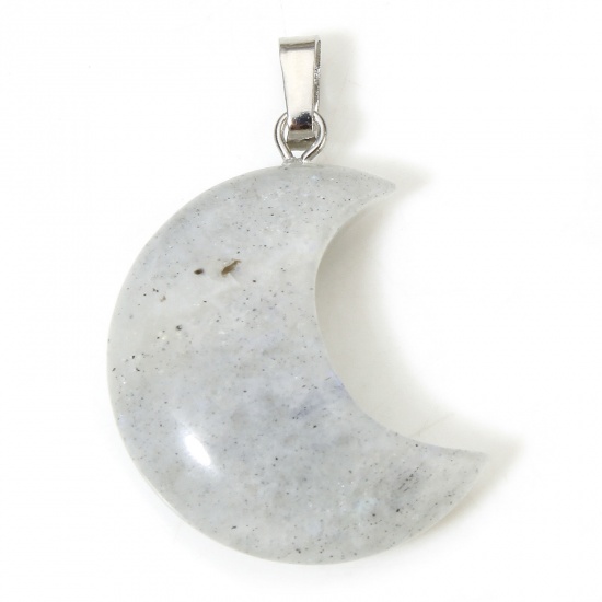 Picture of 1 Piece Spectrolite ( Natural ) Galaxy Charms French Gray Half Moon 3.5cm x 2.3cm