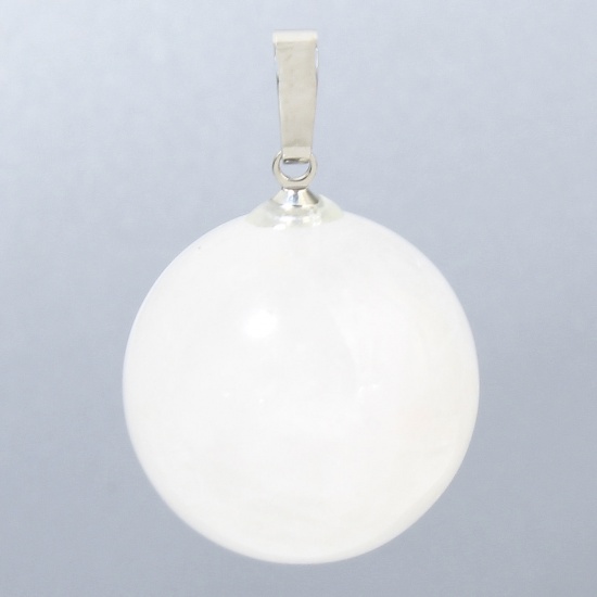 Picture of 1 Piece Quartz Rock Crystal ( Natural ) Charms White Ball 28mm x 18mm