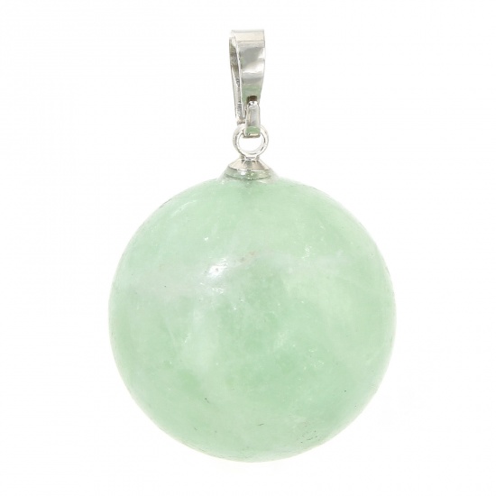 Picture of 1 Piece Fluorite ( Natural ) Charms Green Ball 28mm x 18mm