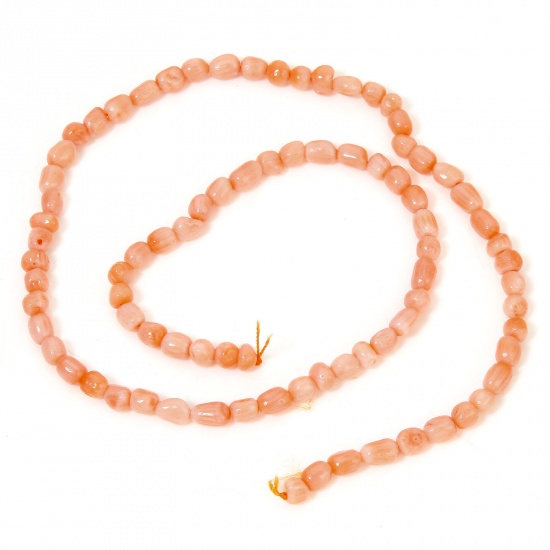 Picture of 1 Strand (Approx 100 - 80 PCs/Strand) Coral ( Natural Dyed ) Beads For DIY Charm Jewelry Making Irregular Orange Pink About 7x5mm - 4x3mm, Hole: Approx 0.5mm, 39cm(15 3/8") long