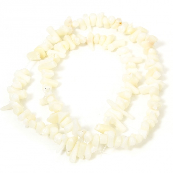 Picture of 1 Strand (Approx 250 - 120 PCs/Strand) Coral ( Natural Dyed ) Beads For DIY Charm Jewelry Making Irregular White About 22x8mm - 6x4mm, Hole: Approx 0.5mm, 40cm(15 6/8") long