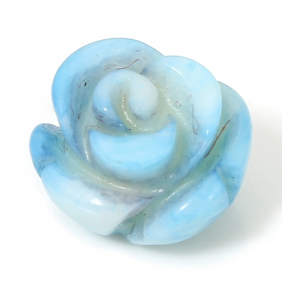 Immagine di 1 Pz Corallo ( Naturale/Tintura ) (Mezzo Foro) Perline per la Creazione di Gioielli con Ciondoli Fai-da-te Rosa Blu Come 13x13mm - 10x10mm, Foro: Circa 0.8mm