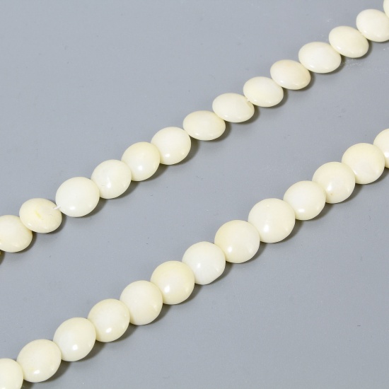 Picture of 1 Strand (Approx 50 PCs/Strand) Coral ( Natural Dyed ) Beads For DIY Charm Jewelry Making Barrel Creamy-White About 9mm Dia., Hole: Approx 0.5mm, 40cm(15 6/8") long