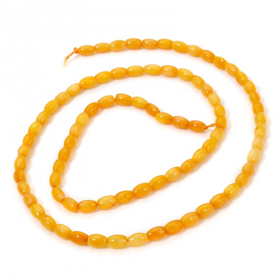 Immagine di 1 Filo (Circa 80 Pz/Treccia) Corallo ( Naturale/Tintura ) Perline per la Creazione di Gioielli con Ciondoli Fai-da-te Barile Arancione Chiara Come 5mm x 3mm, Foro: Circa 0.5mm, 40cm Lunghezza