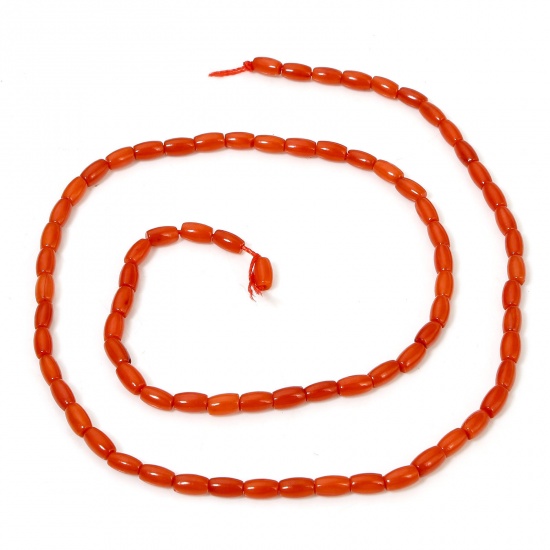 Immagine di 1 Filo (Circa 80 Pz/Treccia) Corallo ( Naturale/Tintura ) Perline per la Creazione di Gioielli con Ciondoli Fai-da-te Barile Rosso Come 5mm x 3mm, Foro: Circa 0.5mm, 40cm Lunghezza
