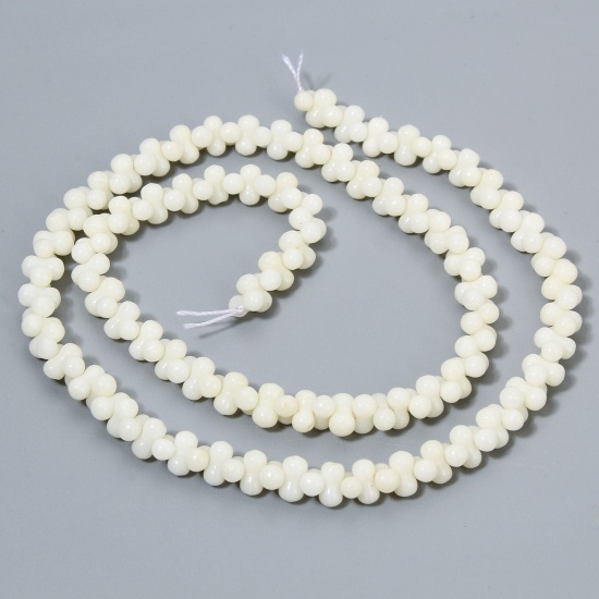 Picture of 1 Strand (Approx 160 PCs/Strand) Coral ( Natural Dyed ) Beads For DIY Charm Jewelry Making Peanut White About 6mm x 3mm, Hole: Approx 0.5mm, 41.5cm(16 3/8") long