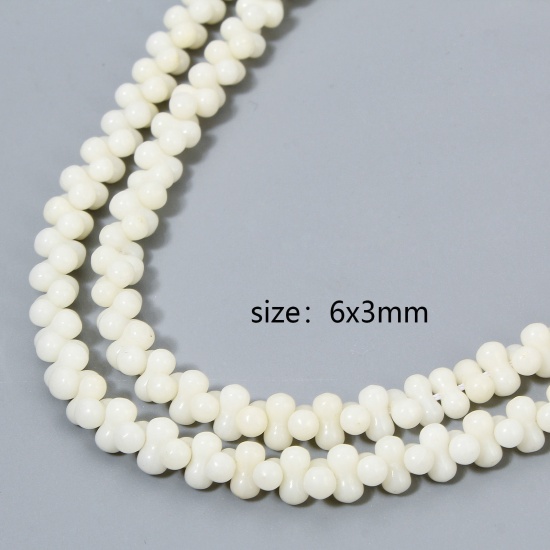 Immagine di 1 Filo (Circa 160 Pz/Treccia) Corallo ( Naturale/Tintura ) Perline per la Creazione di Gioielli con Ciondoli Fai-da-te Arachidi Bianco Come 6mm x 3mm, Foro: Circa 0.5mm, 41.5cm Lunghezza