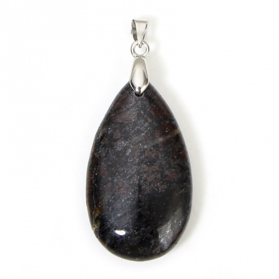 Picture of 1 Piece Gemstone ( Natural ) Charms Black Drop 4.5cm x 2cm