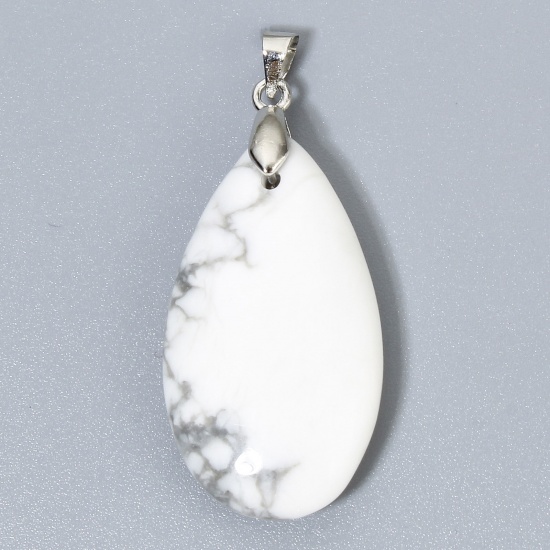 Picture of 1 Piece Howlite ( Natural ) Charms White Drop 4.5cm x 2cm